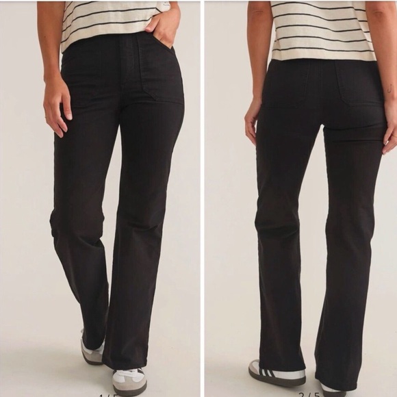 Marine Layer Pants - Marine Layer Bridget Twill Flare Pants Full Length Black